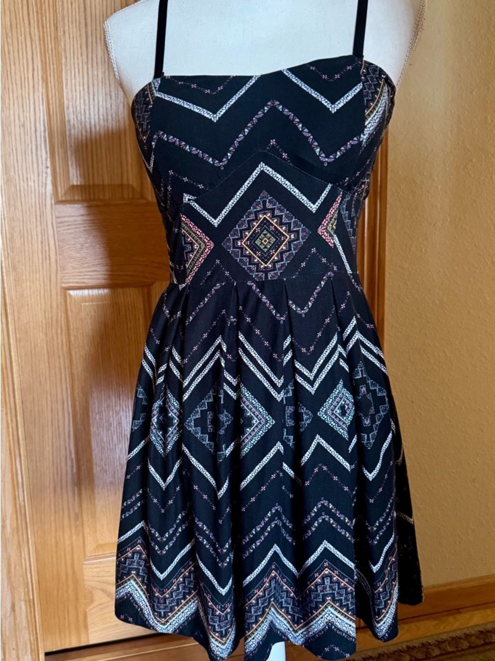 No Boundaries Black Geometric Print Mini Sundress